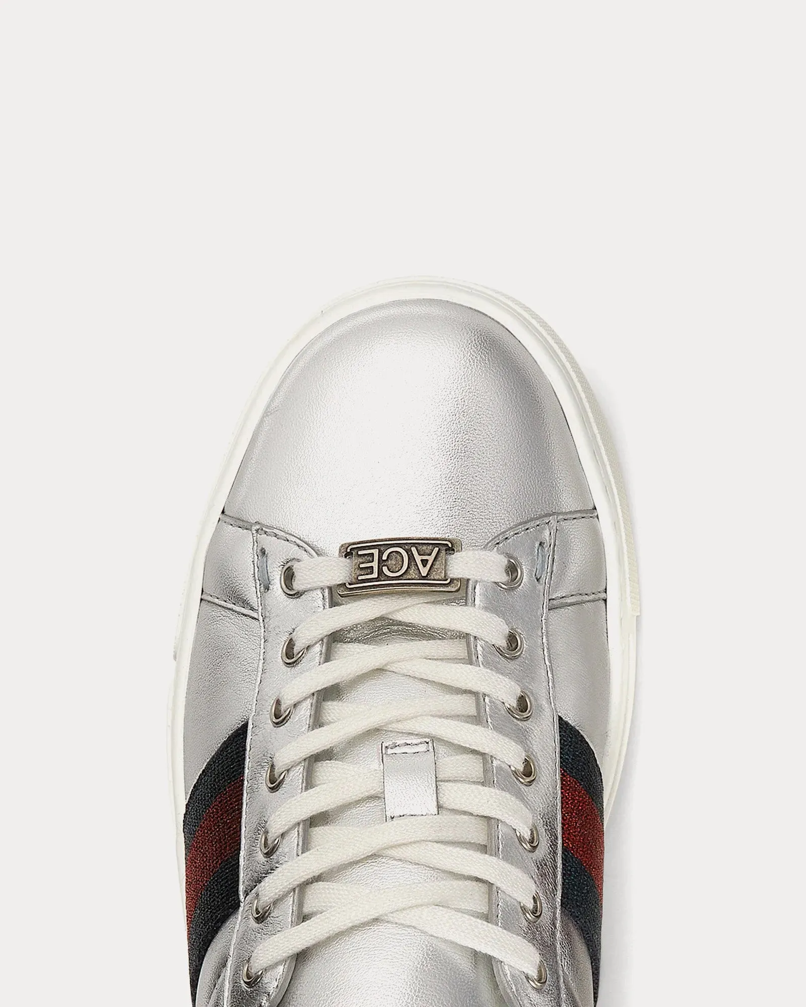 Ace Leather Metallic Silver Low Top Sneakers
