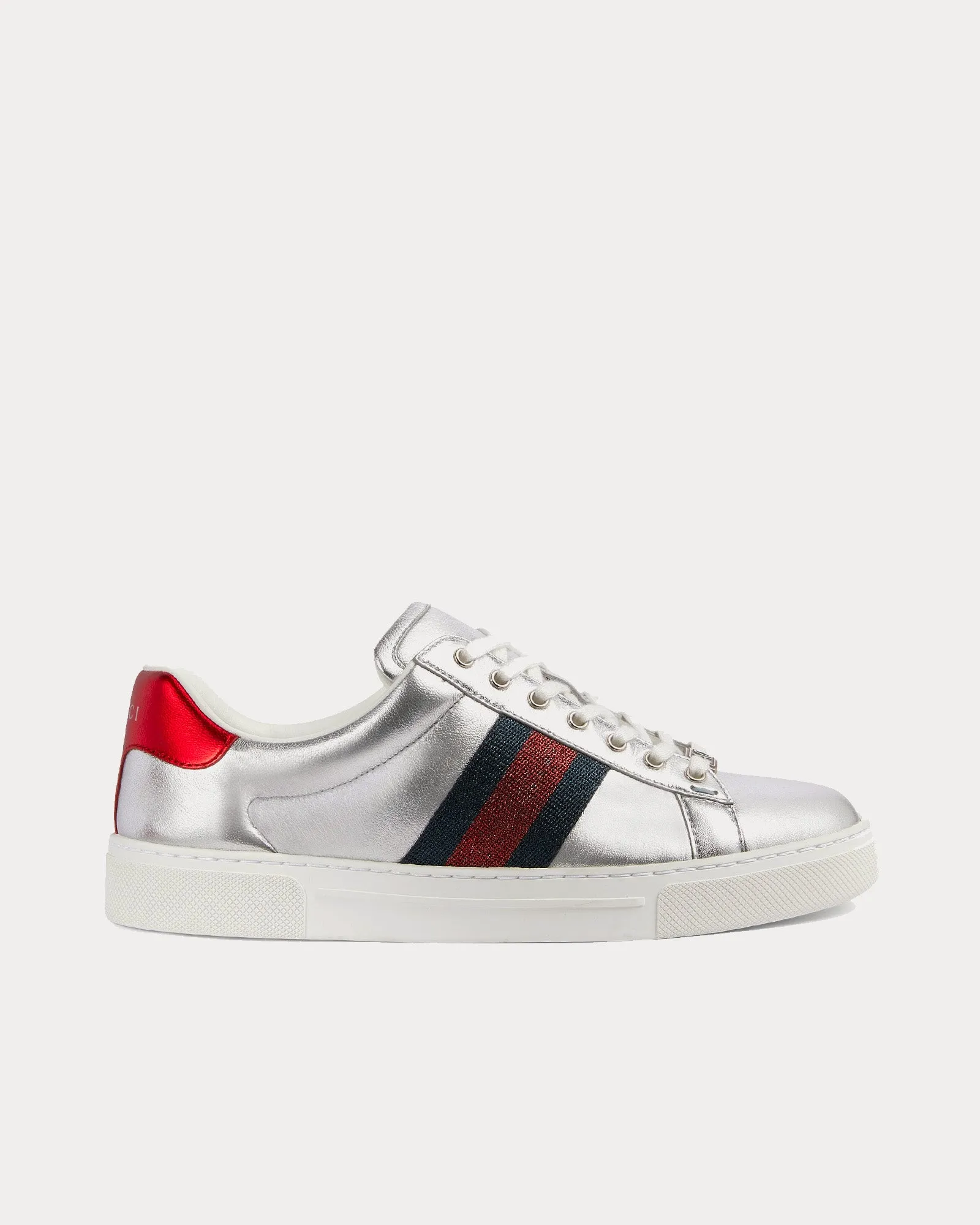 Ace Leather Metallic Silver Low Top Sneakers