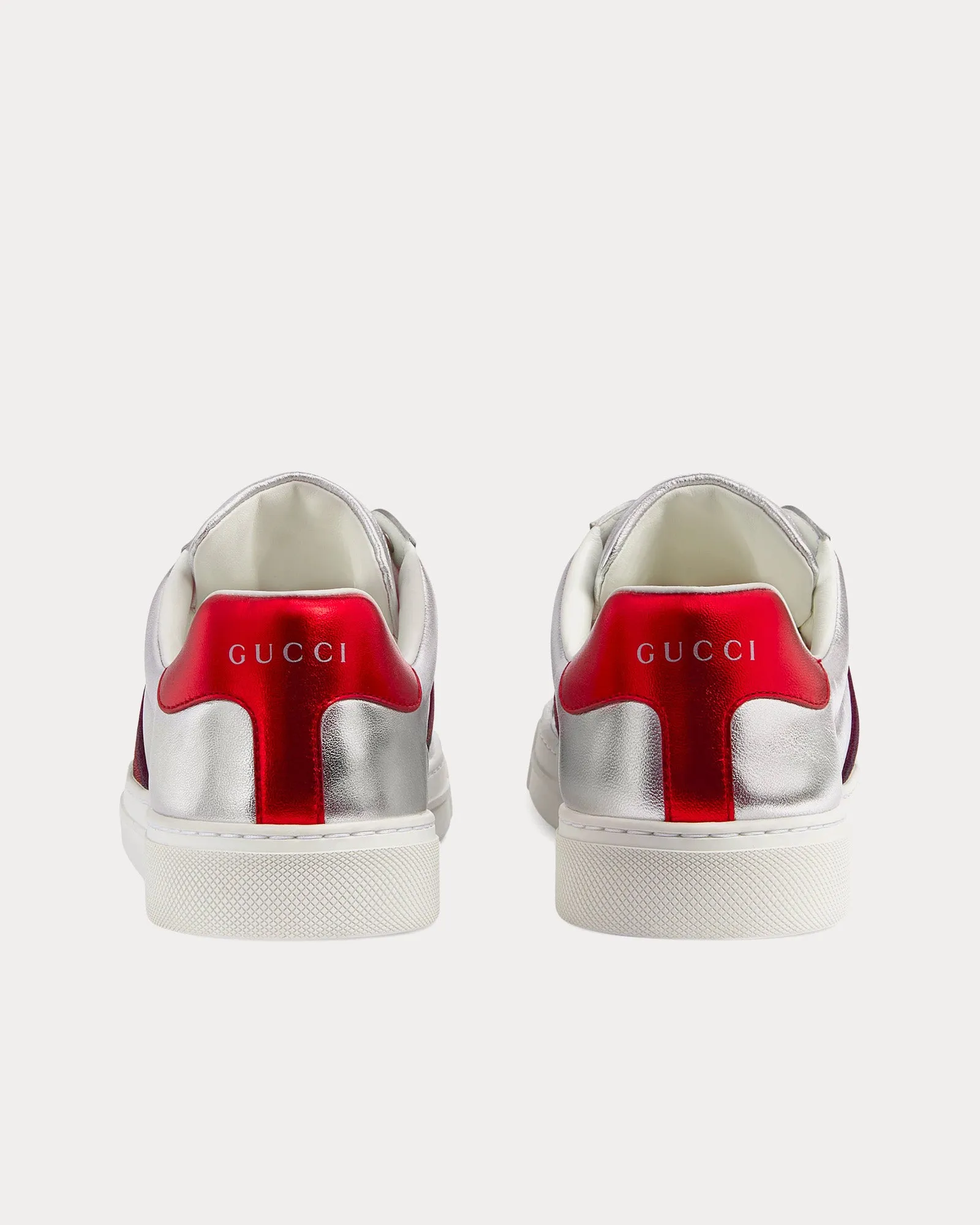Ace Leather Metallic Silver Low Top Sneakers