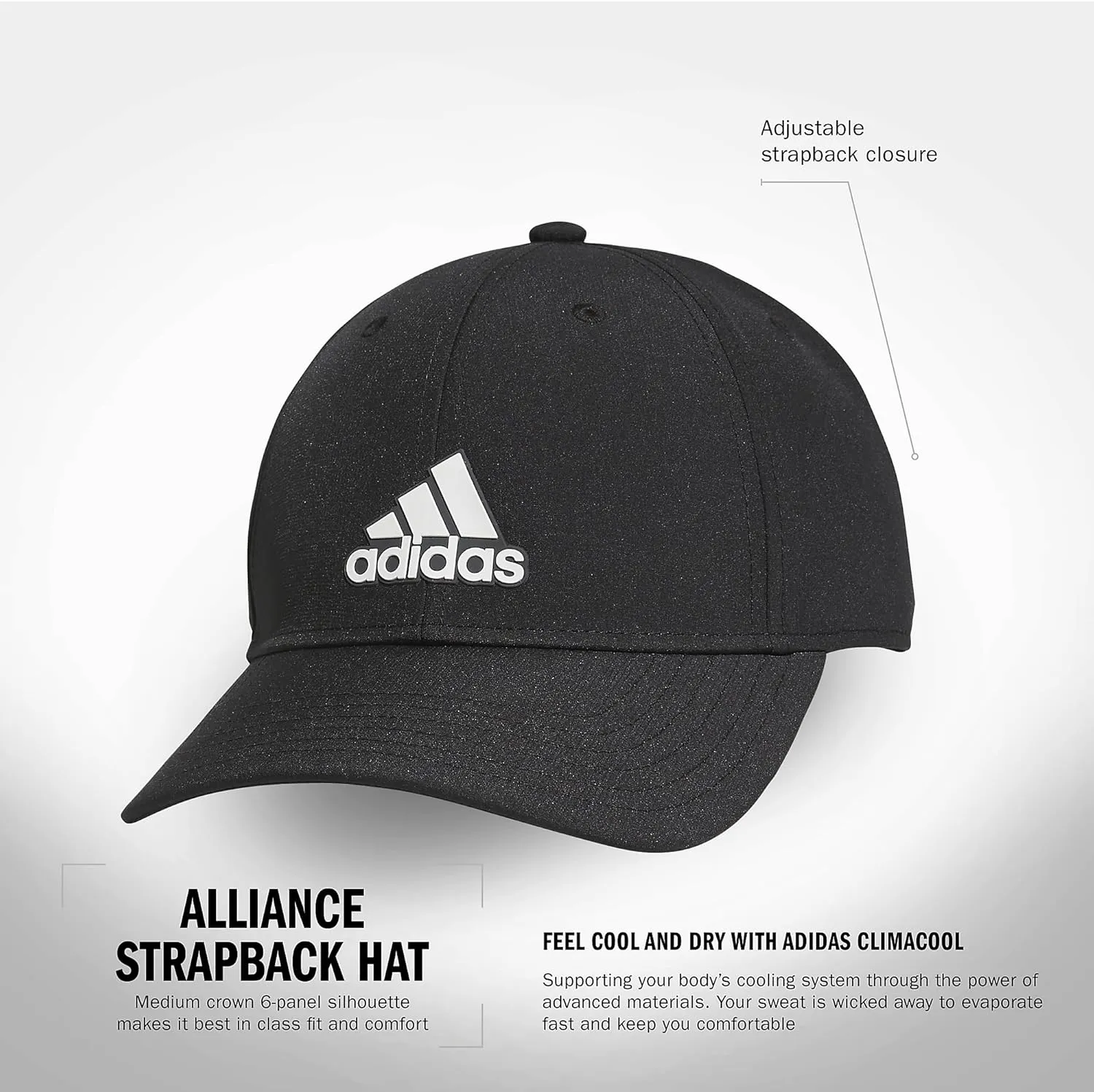 adidas Men's Alliance Medium Crown Structured Adjustable Fit Strapback Hat