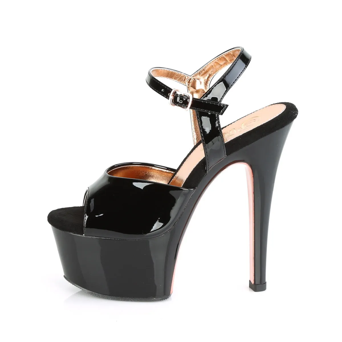 ASPIRE-609TT Pleaser Black/Rose Gold Sexy Platform Shoes (Pole Dancing Heels)
