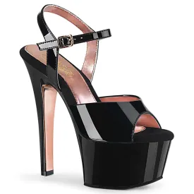 ASPIRE-609TT Pleaser Black/Rose Gold Sexy Platform Shoes (Pole Dancing Heels)