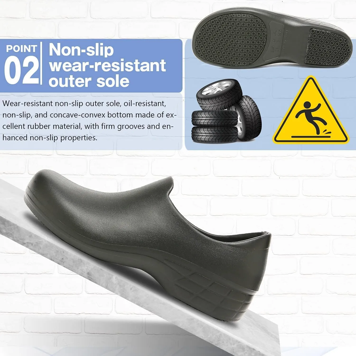 Black Garden Shoes for Women - Professional Oil Water Resistant Nursing Chef ShoesNon-Slip Safety Working Shoes for Kitchen Garden Hospital