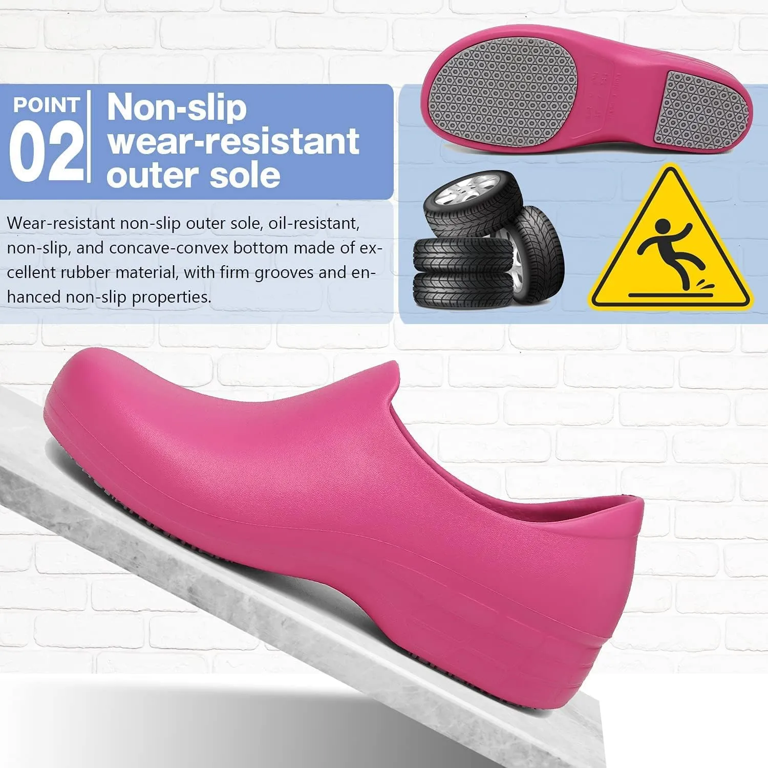 Black Garden Shoes for Women - Professional Oil Water Resistant Nursing Chef ShoesNon-Slip Safety Working Shoes for Kitchen Garden Hospital
