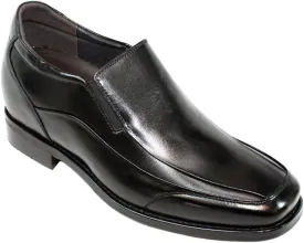 Calden Men's Invisible Height Increasing Elevator Shoes - Black Leather Slip-on Lightweight Dress Loafers - 3 Inches Taller - K333011 - Size 11 D(M) US