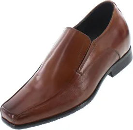 CALTO Men's Invisible Height Increasing Elevator Shoes - Copper Brown Premium Leather Slip-on Dress Loafers - 3 Inches Taller - Y3022 - Size 10 D(M) US