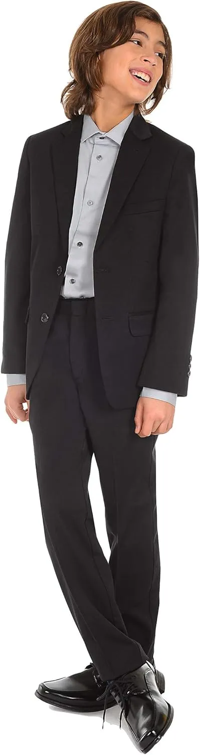 Calvin Klein Boys' Long Sleeve Sateen Dress Shirt, Button-Down Style with Cuffs & Shirttail Hem