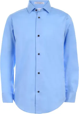 Calvin Klein Boys' Long Sleeve Sateen Dress Shirt, Button-Down Style with Cuffs & Shirttail Hem