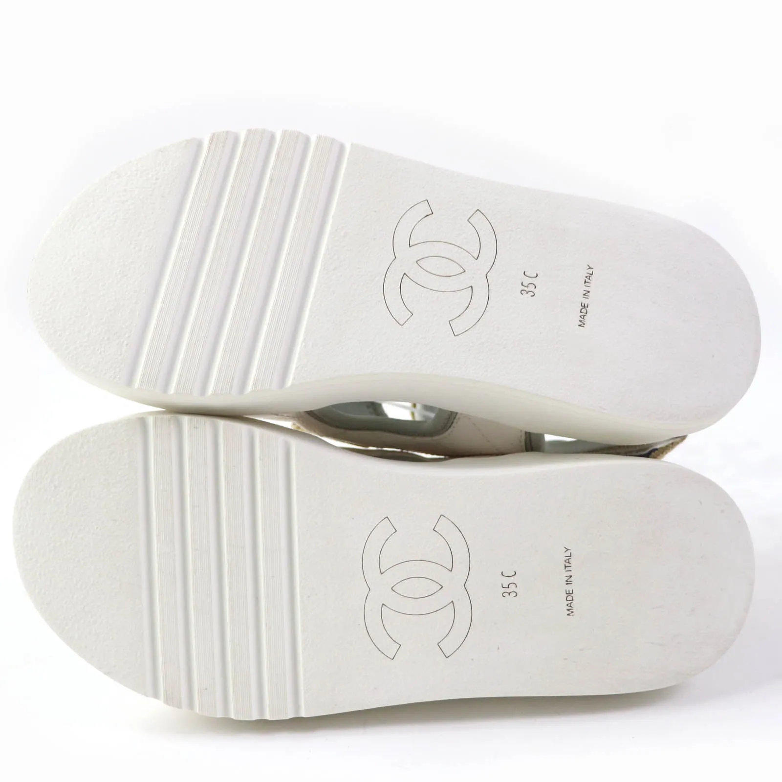 Chanel Matelasse Sport Logo Sandals White 35