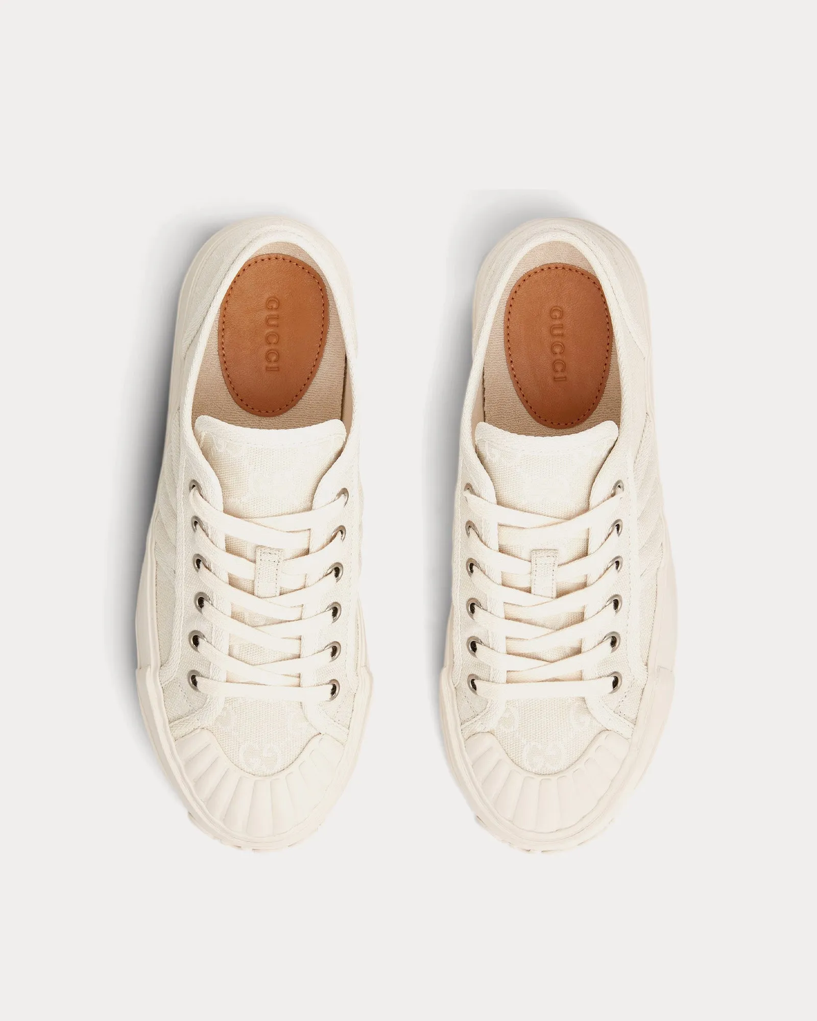 Chunky GG Canvas White Low Top Sneakers