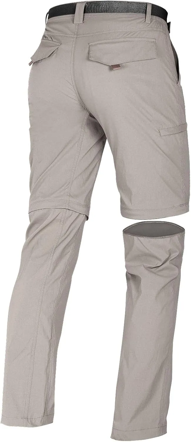 FREE SOLDIER Men's Outdoor Convertible Hiking Pants with Belt Lightweight Quick Dry Tactical Cargo Pants Nylon Spandex