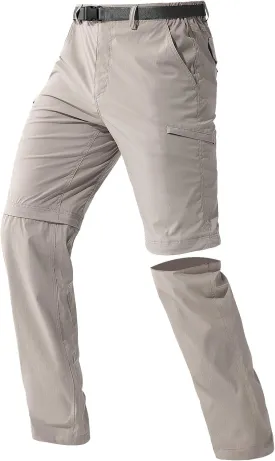 FREE SOLDIER Men's Outdoor Convertible Hiking Pants with Belt Lightweight Quick Dry Tactical Cargo Pants Nylon Spandex