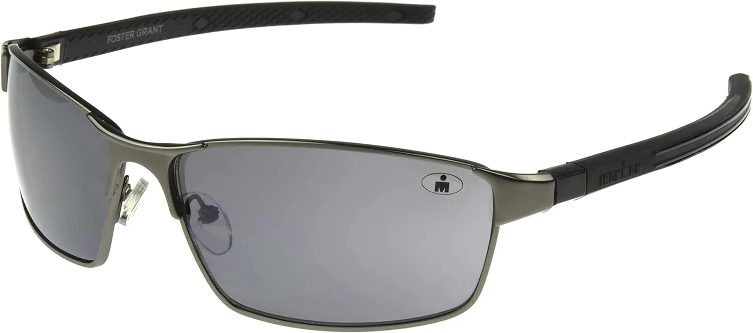 Ironman Stride Rectangle Sport Sunglasses for Men, Matte Gunmetal/Black, 61mm