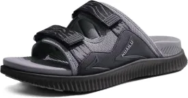 KuaiLu Mens Orthotic Sandals Athletic Thick Cushion Recovery Sport Slides Adjustable Strap Open Toe Walking Sandles With Comfortable Plantar Fasciitis Arch Support