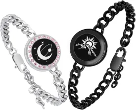 Long Distance Touch Bracelets, Vibration & Light up Remote Smart Matching Couples Bracelet for Couple Long Distance Relationship Jewelry Set