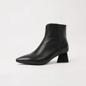 Malitta Black Leather Ankle Boots