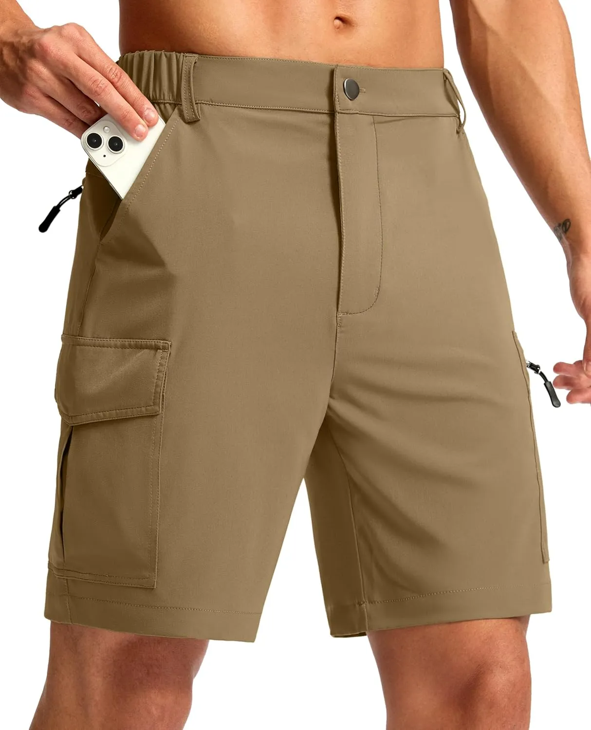 Pudolla Men's Hiking Cargo Shorts 7" Lightweight Quick Dry Casual Work Shorts for Men Summer Travel Golf with 5 Pockets