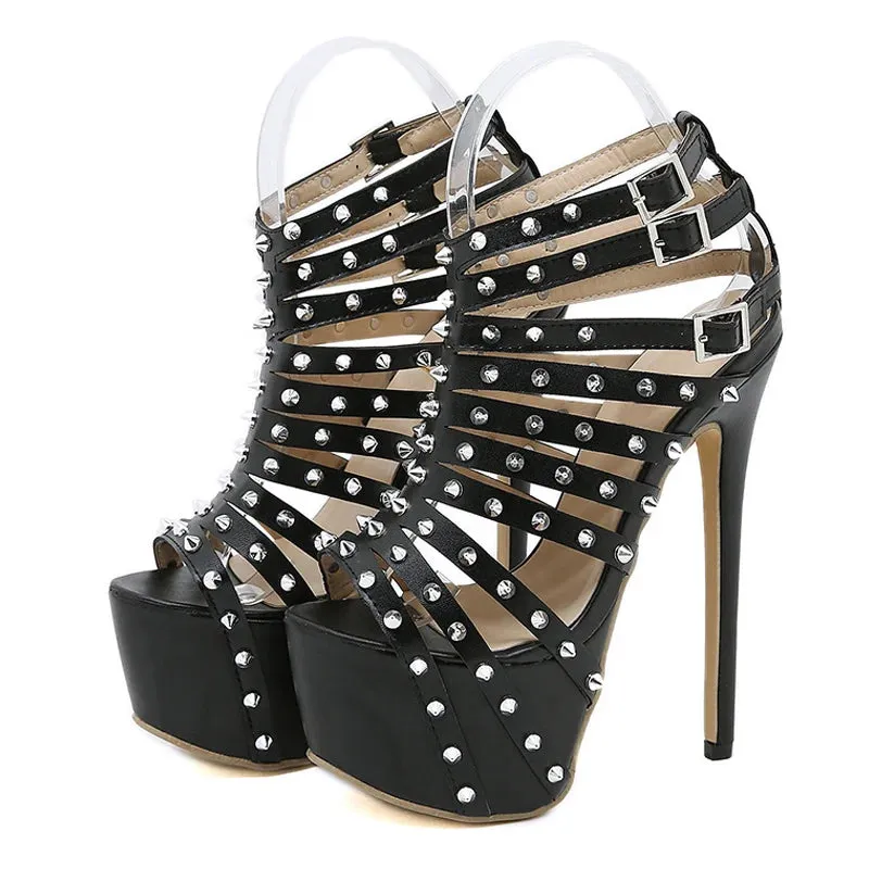 Straps metal spikes Platform High Heel Shoes