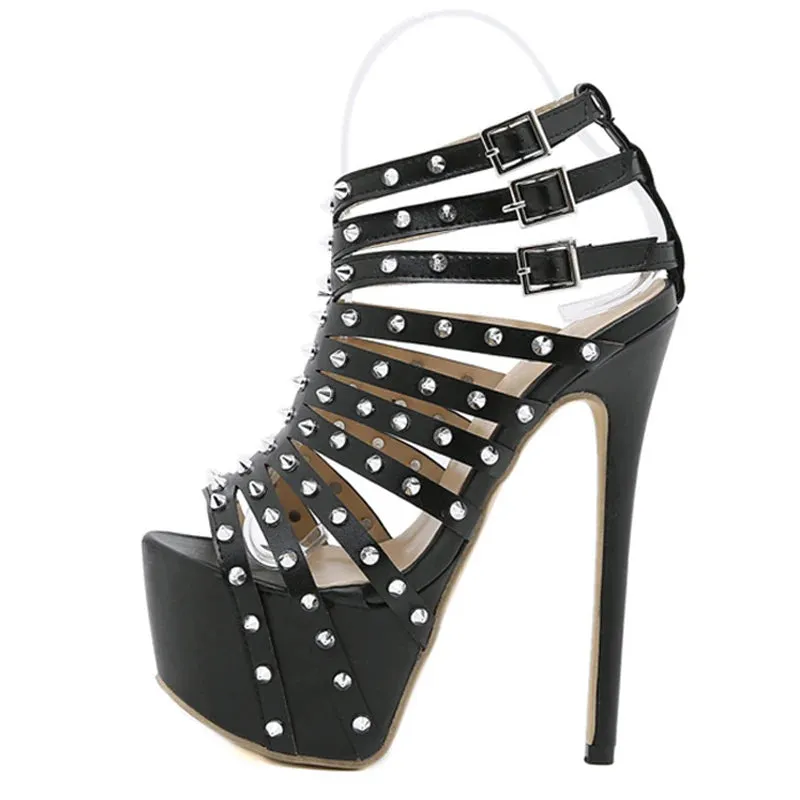 Straps metal spikes Platform High Heel Shoes