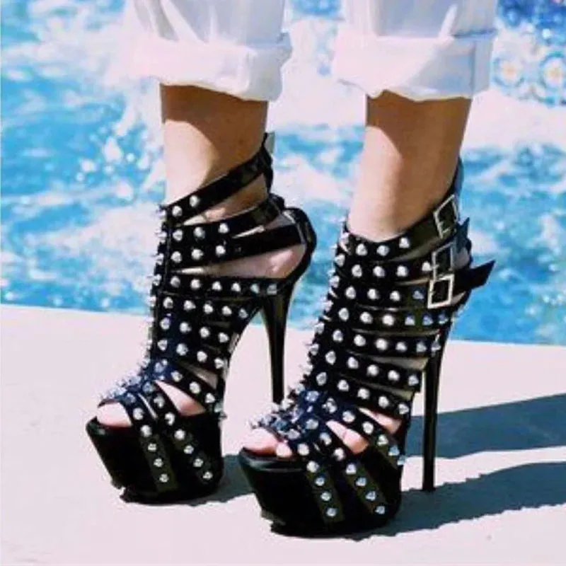 Straps metal spikes Platform High Heel Shoes