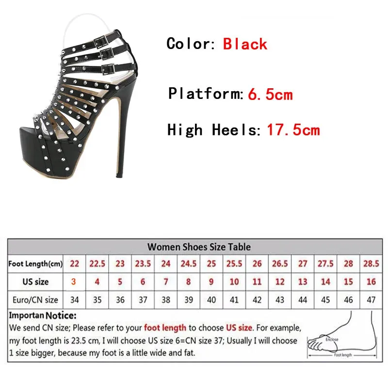 Straps metal spikes Platform High Heel Shoes