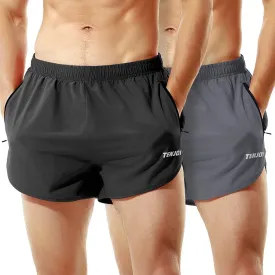 TENJOY Men's Running Shorts Gym Athletic Workout Shorts for Men 3 inch Sports Shorts with Zipper Pocket