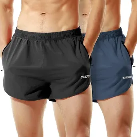 TENJOY Men's Running Shorts Gym Athletic Workout Shorts for Men 3 inch Sports Shorts with Zipper Pocket