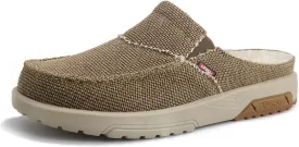 UPIShi Men's Arch Support Orthopedic Plantar Fasciitis Relief Slippers Canvas House Indoor Outdoor Slip On Loafers Non-Slip Casual Shoes
